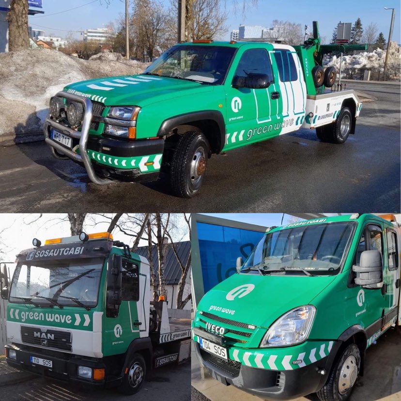 SOS Autoabi rohelised puksiirveokid
